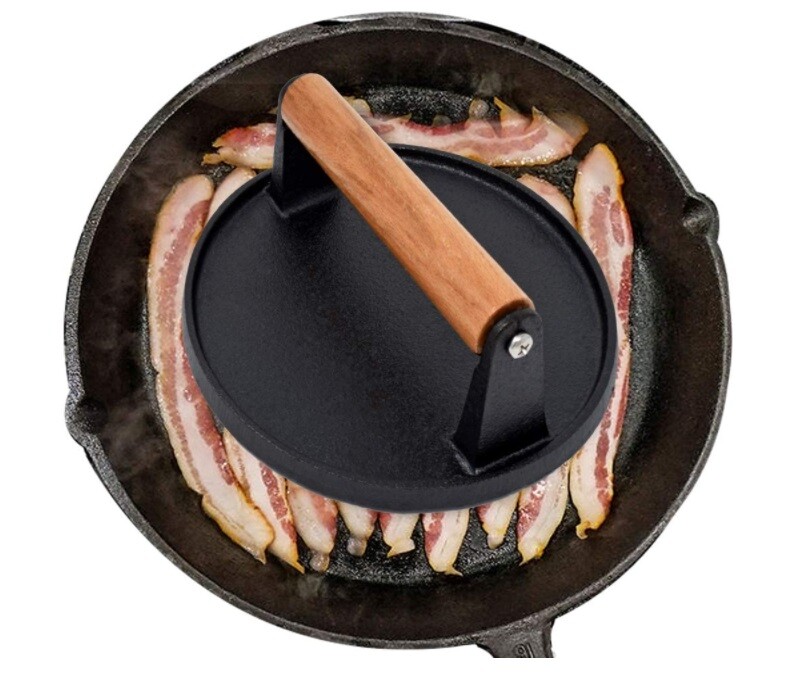 Grill Steak Press Flat BBQ Hamburger Bacon Cast Iron Heavy Weight Meat Patty Rou gallery