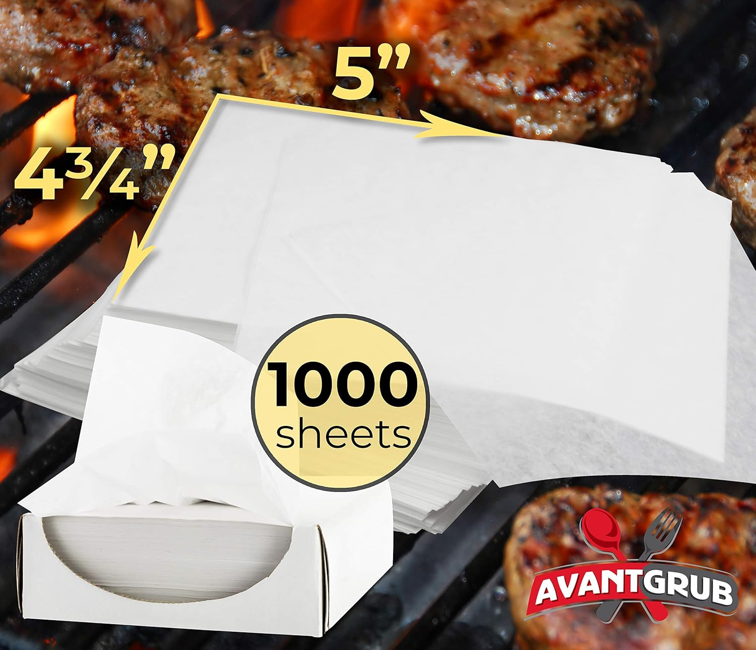 1000 Pack Hamburger Patty Paper 4.75" x 5" Waxed Non Stick Deli Sheets gallery