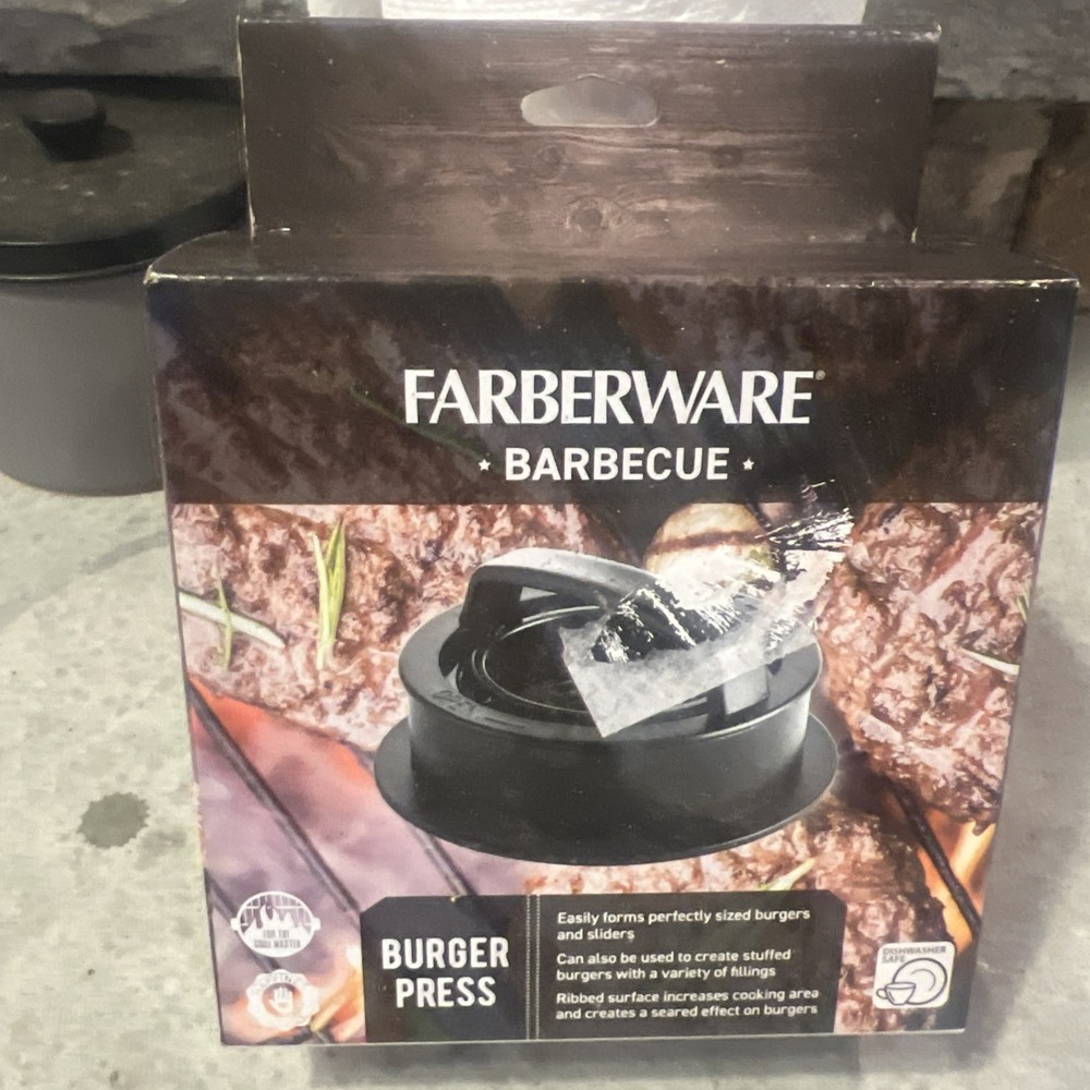 NEW Farberware Barbecue Burger Press-Black-Forms Perfect Burgers and Sliders