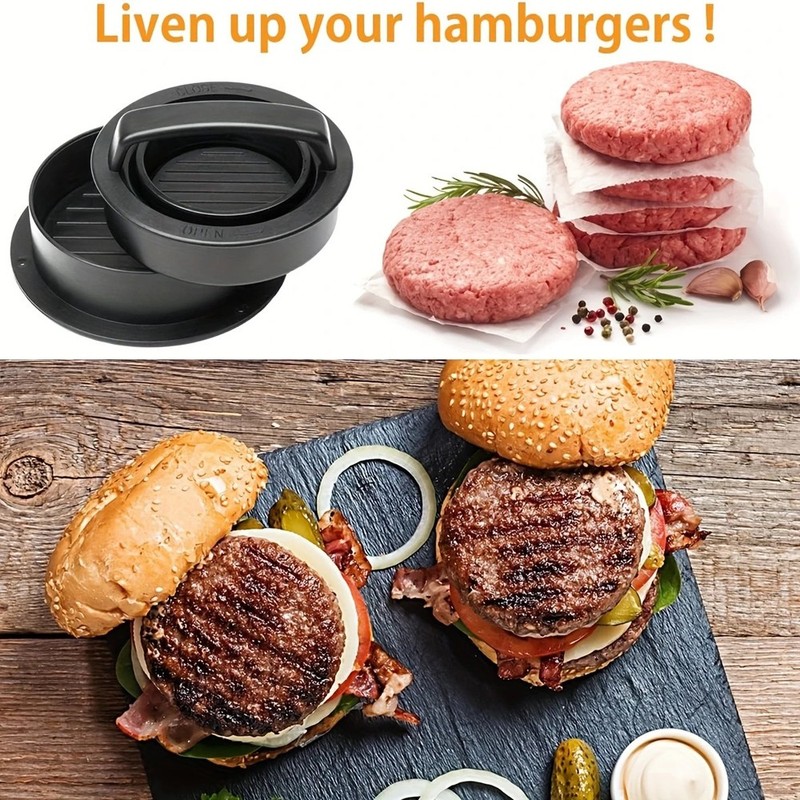 4 in 1 Burger Press Patty Maker Stuffed Hamburger Press Kit w/ 100 Burger Papers gallery