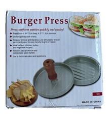 Nonstick Cast Aluminum Burger Press with Wood Handle 4.5” Patty Maker New
