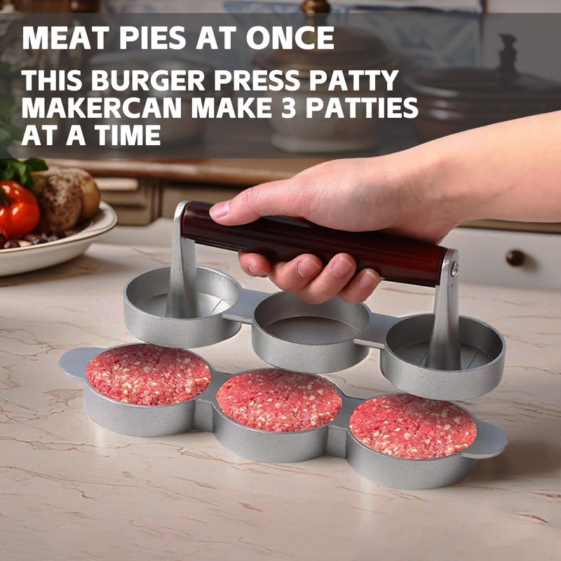 Mini Burger Press Patty Maker Three 2.6-inch Molds Small Aluminum Hamburger P... gallery