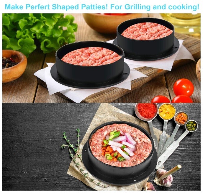 Burger Press Stuffed Patty Maker Non Stick Molds Kit Hamburger Bbq Rings Sliders gallery