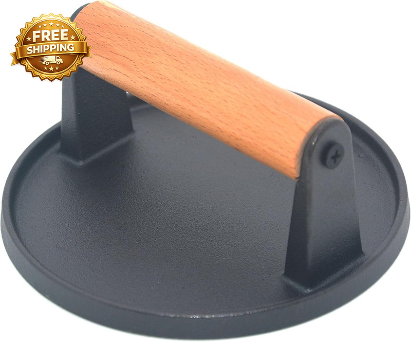 Kitchen Tools Heavy Duty Cast Iron Smash Burger Press round Barbecue Meat Flat P gallery