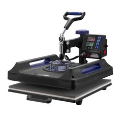 15x15in 8-Function Swing-Away Heat Press, 30oz Tumbler Support, Teflon, Digital