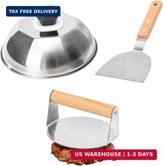 Smash Burger Press Kit – Burger Press, Melting Dome, Grill Spatula Hamburger Pre