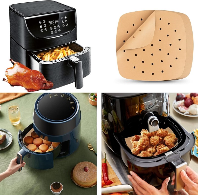 Air Fryer Liners, 200Pcs Square, 8.5 Inch 200 Count (Pack of 1), Unbleached gallery