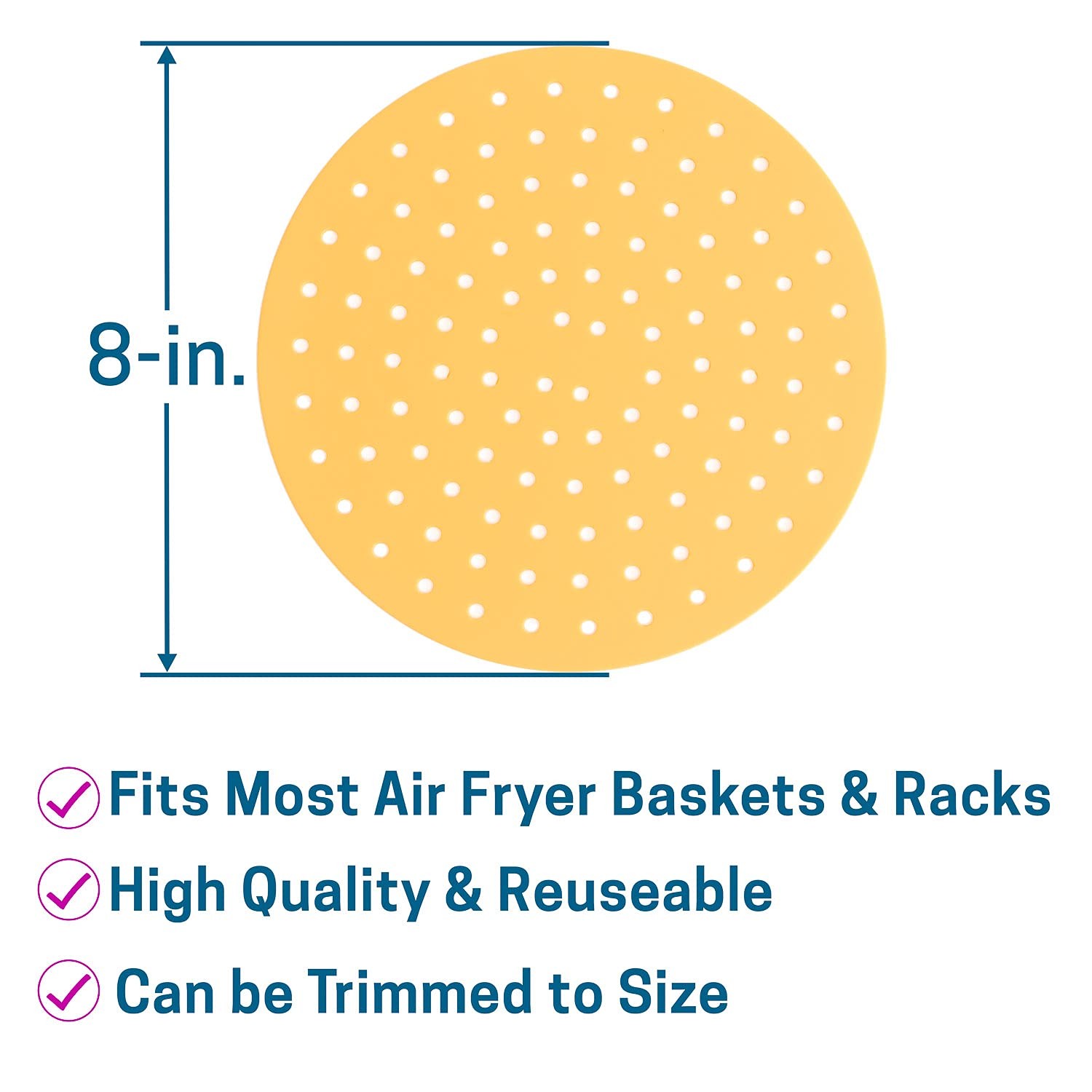 Air Fryer Silicone Liners, Non-Stick, Easy Clean, 8-inch Round, FUZZY PEACH gallery