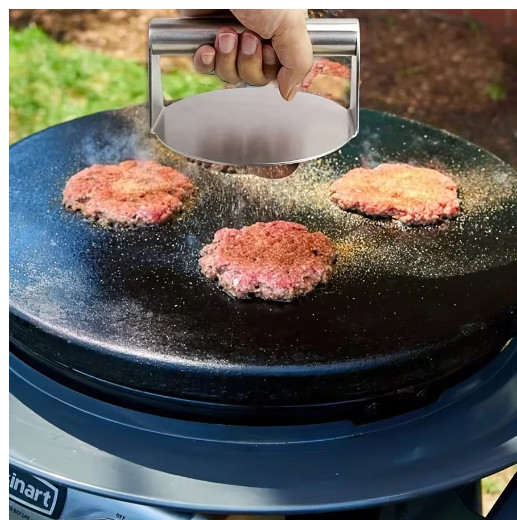 Stainless Steel Smash Burger Press Hamburger Patties Meat Masher Circular Meat gallery