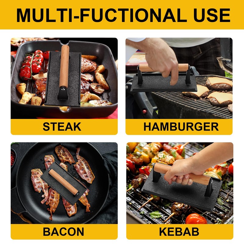 AIVIKI Burger Press, Smash Press for Blackstone Rectangle, black gallery