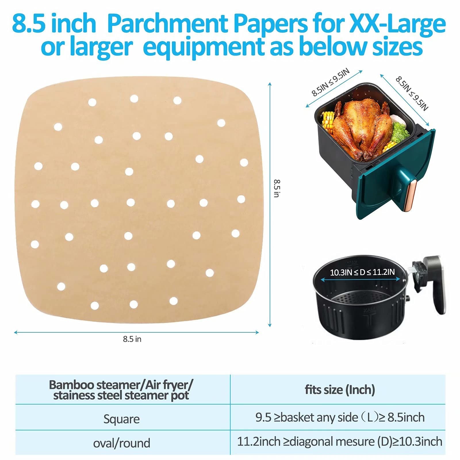 Air Fryer Parchment Paper Liners: 200PCS 8.5 inch Square inch, original gallery