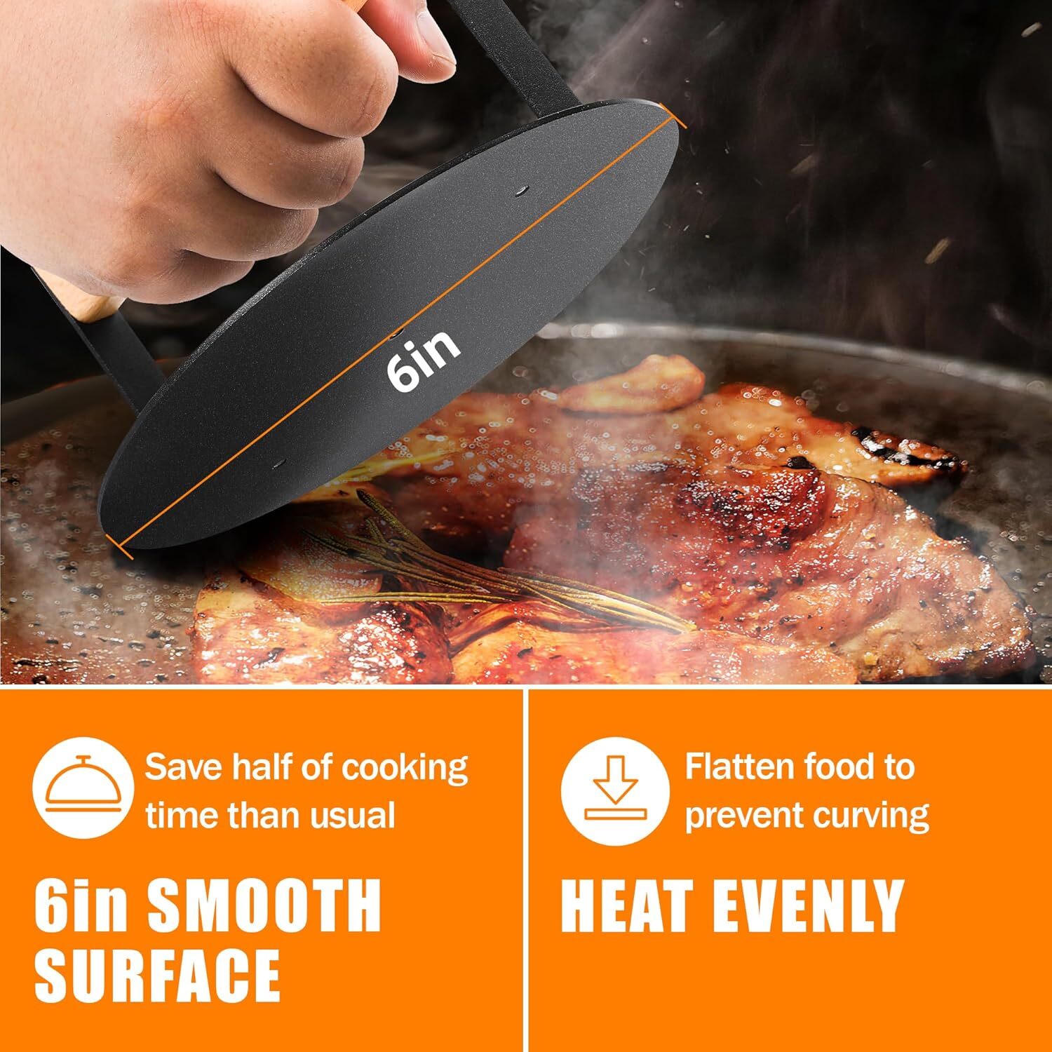 Smash Burger Press 6 inch, Round Burger Smasher Grill Press for Griddle Bacon gallery