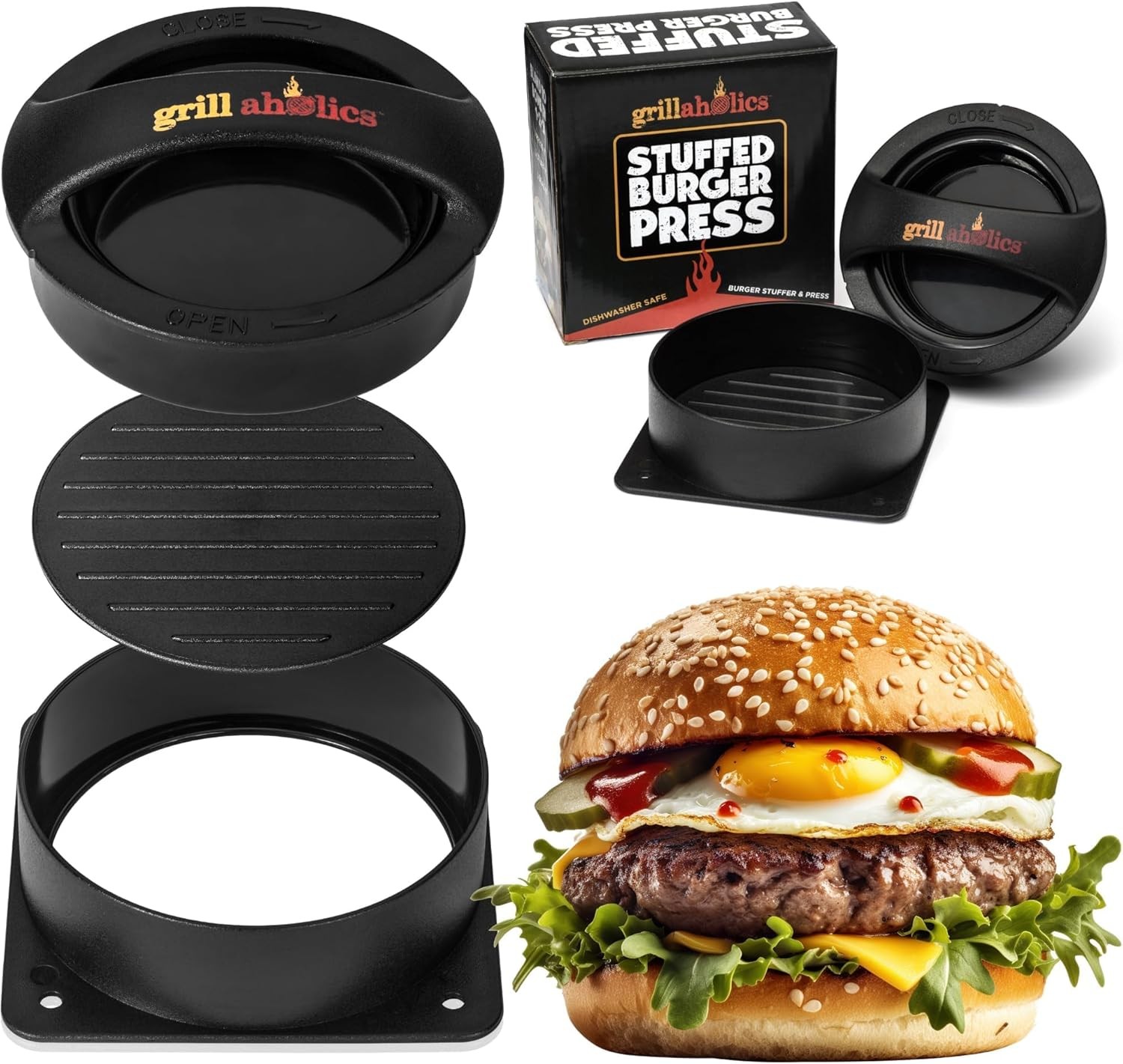 Stuffed Burger Press & Recipe eBook Extended Burger Stuffer & Hamburger Patty gallery