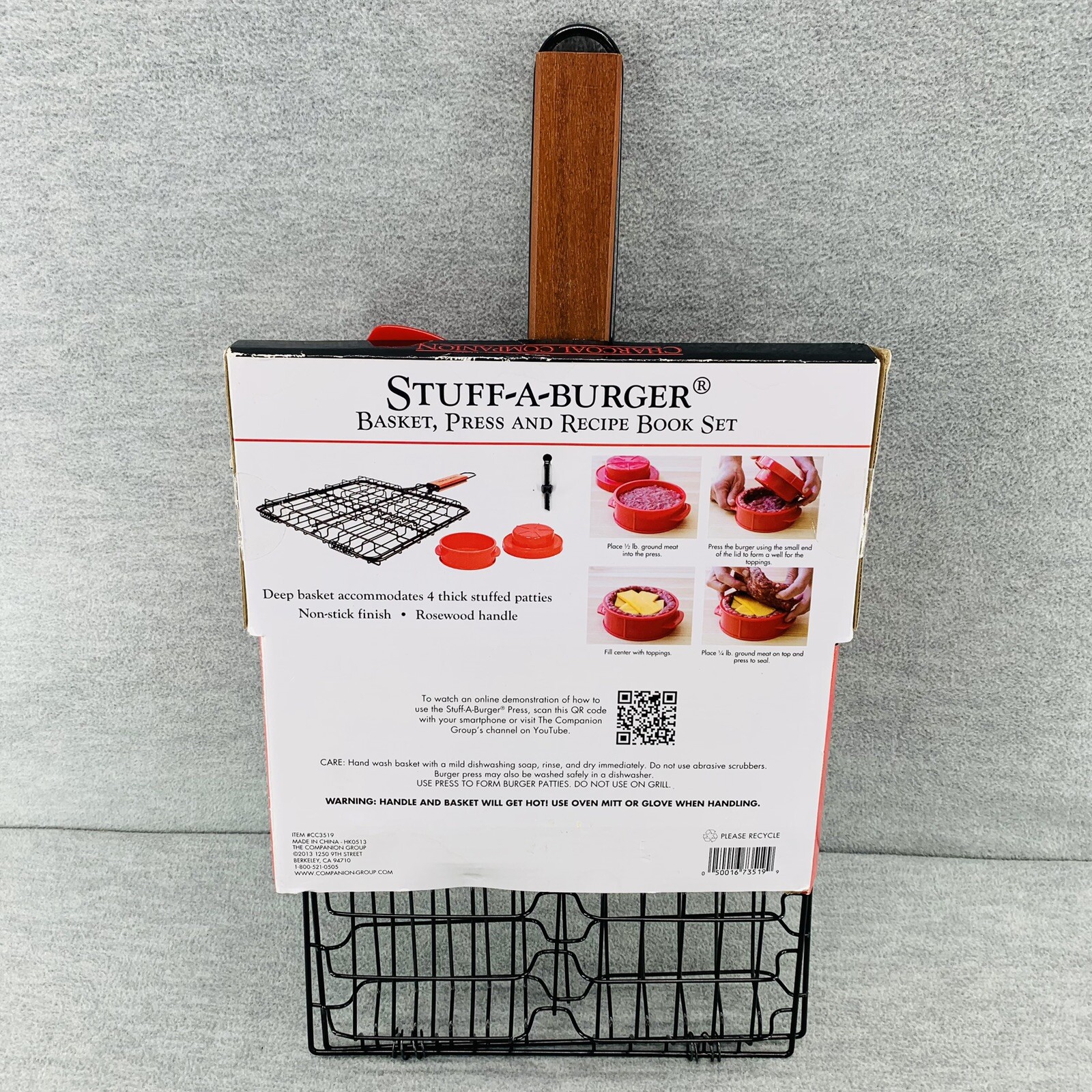 CHARCOAL COMPANION - STUFF A BURGUER CC3519 Basket Press And Recipe Book Set K gallery