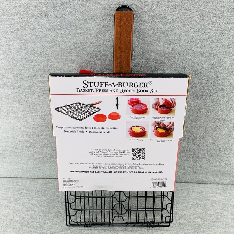 CHARCOAL COMPANION - STUFF A BURGUER CC3519 Basket Press And Recipe Book Set K gallery