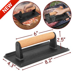 Cast Iron Grill Press Burger Bacon Steak 8″ x 4″ For Flat Top Griddle Heavy Duty