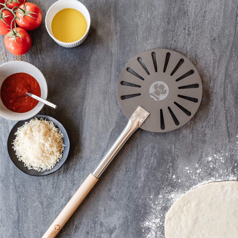 Chef Pomodoro Aluminum Turning Pizza Peel with Detachable Wood Handle for Eas... gallery