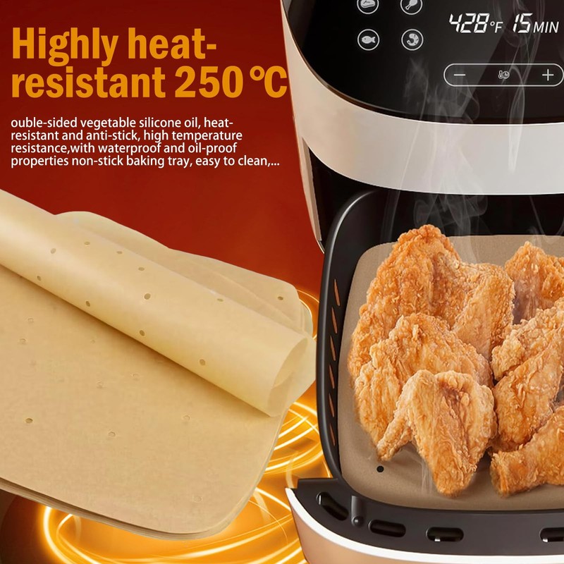 Air Fryer Parchment Paper Liners（8.7"×8.7"） 100Pcs 8.7 Inch x Inch, Brown gallery