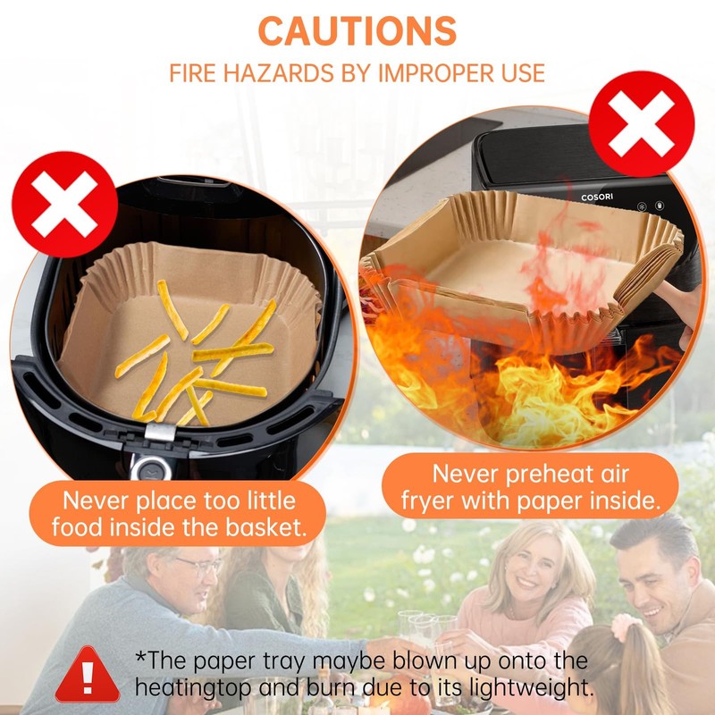 Air Fryer Liners Disposable 100 Pcs 8" (Square), 100 (Square) gallery
