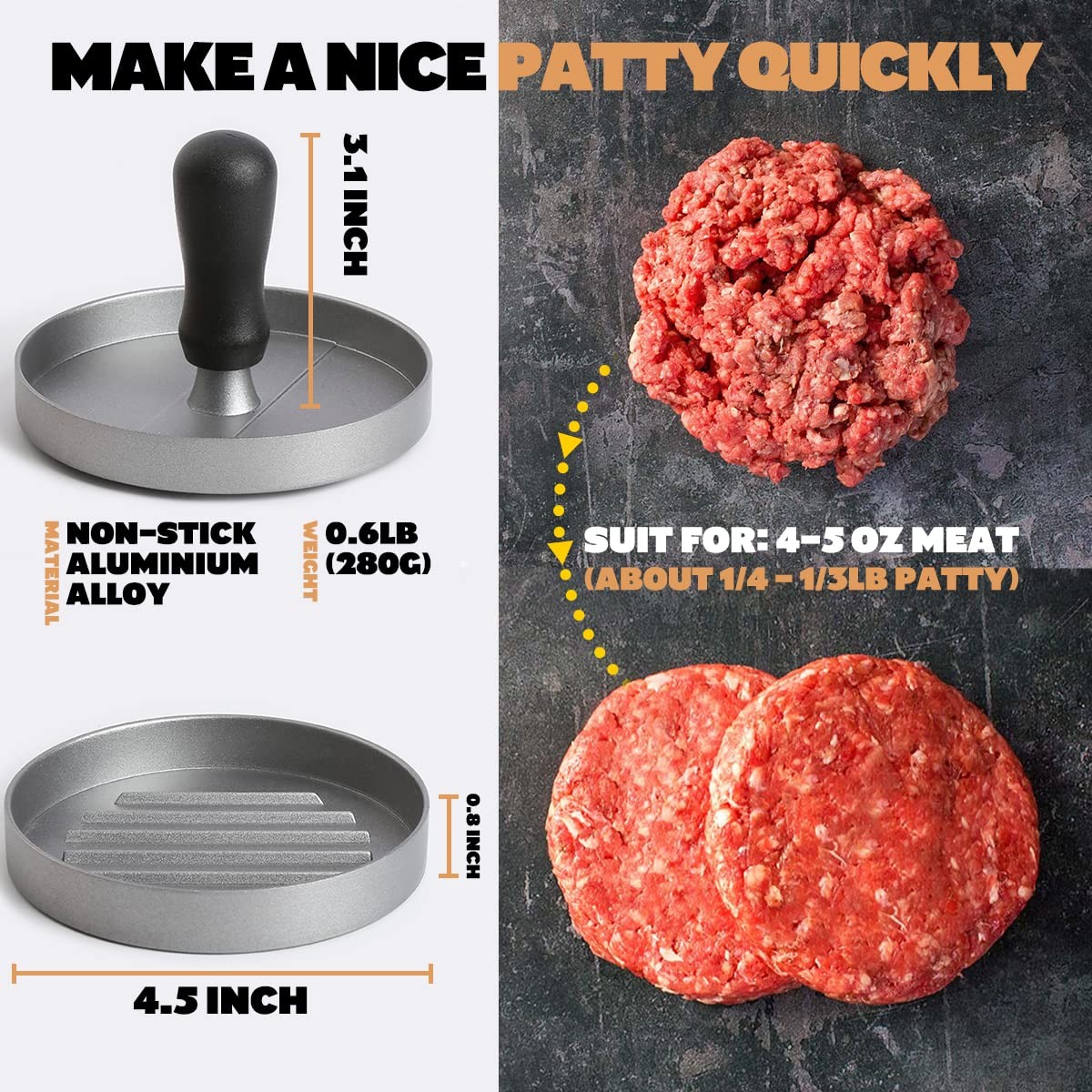 LISOS Burger Press 100 Patty Papers Set I Non-Stick Hamburger Gray gallery