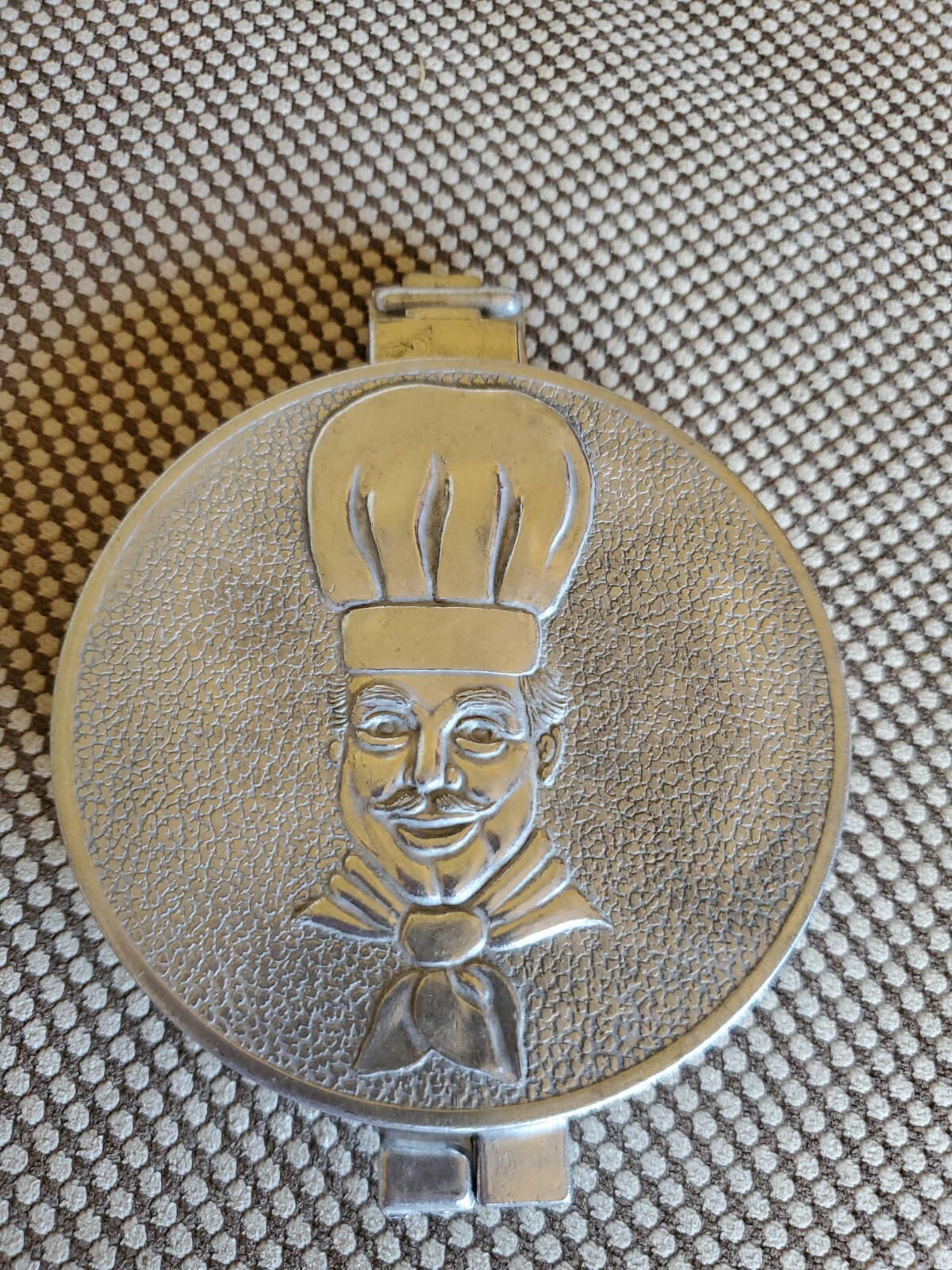 Vintage 1950s Hamburger Press Aluminum Ground Meat Burger Slider Embossed Chef gallery