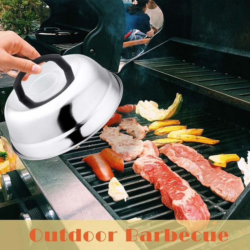 Modern Stainless Steel 9-Inch Melting Dome for Cooking - Perfect for Griddles gallery