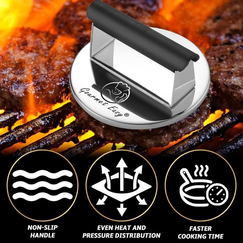 Professional-Quality Smash Burger Maker - Stainless Steel, 2lb, Dishwasher Safe gallery