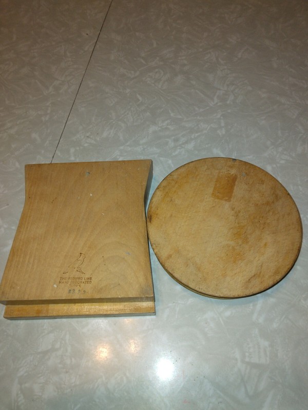 Vintage Hamburger Presses (2) Japanese Hinged Wood Roosters Chicken Farm Kitchen gallery