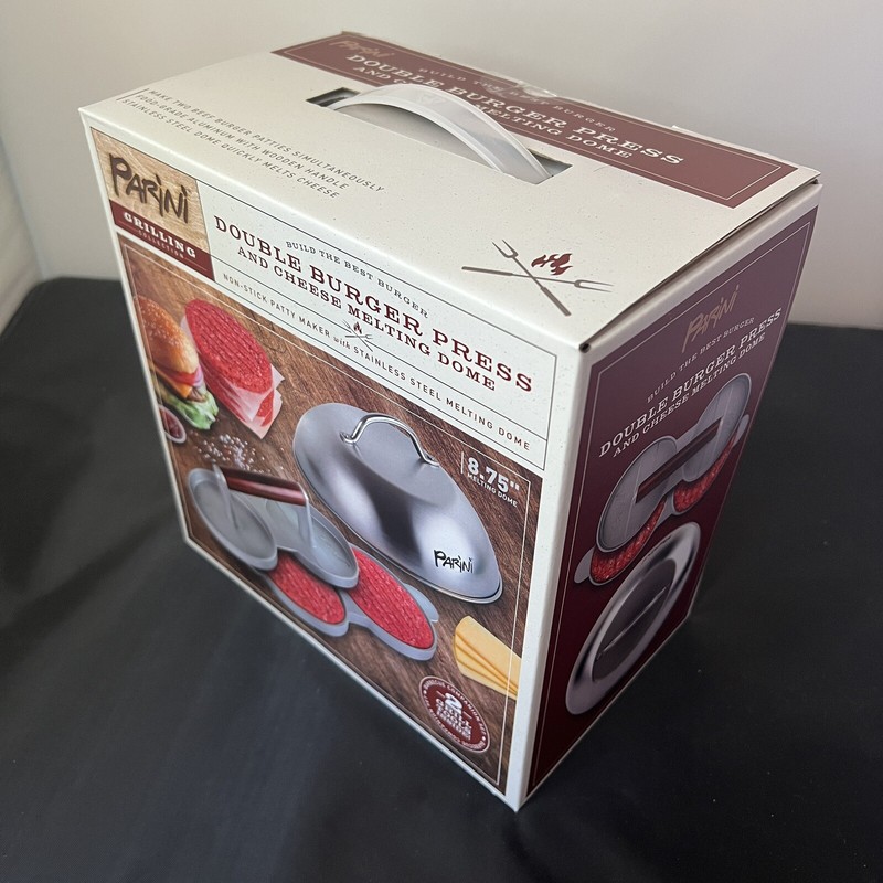 Parini Double Non-Stick Burger Press & Cheese Melting Dome 8.75" NIB gallery