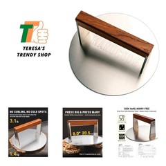 Smash Burger Press 8 Inch, 3.1 Lb Burger Smasher, Heatable for Searing Panini…