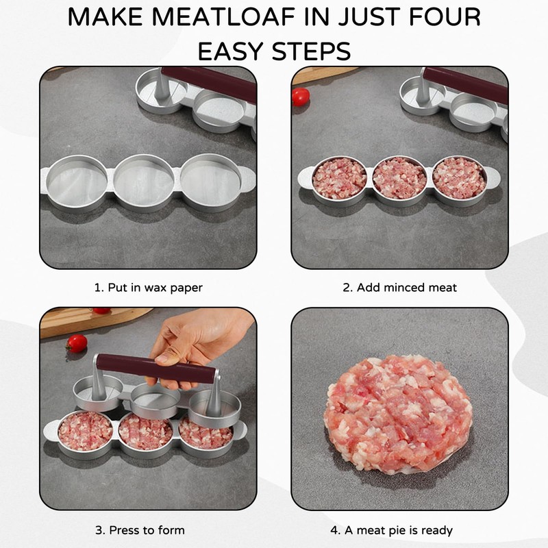 Mini Burger Sausage Patty Slider Press Make 3 Round Patties BBQ Tool gallery