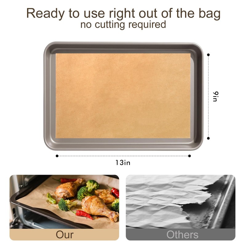 Putmhim 200 Pcs 9x13 Inches Unbleached Parchment Paper, Precut 9"x13", Wood gallery