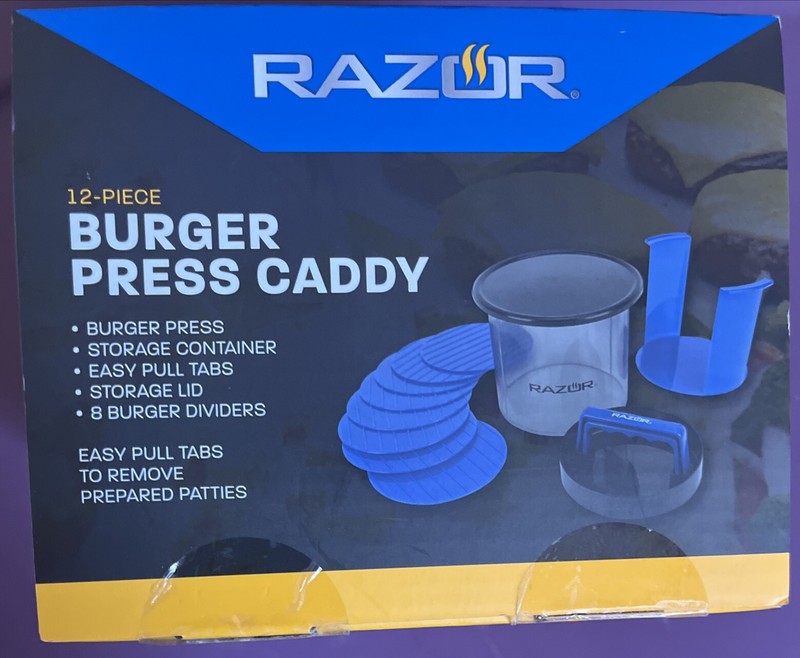 NEW Razor 12-Piece Prep & Store Burger Press Caddy with 8 Burger Patty Dividers gallery