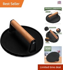 Burger Press Cast Iron 7 Inch Heavy-Duty Smash Bacon Meat Pan Griddle