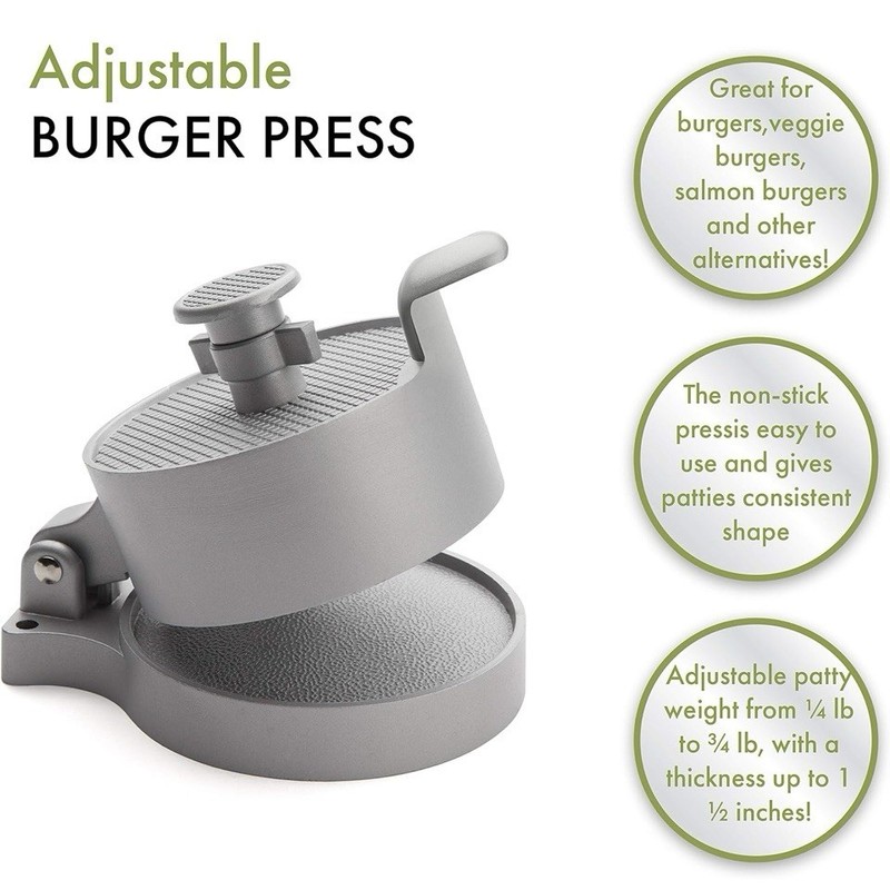 Cuisinart Adjustable Aluminum Burger Press | Gourmet Outdoor Grilling | NIB gallery