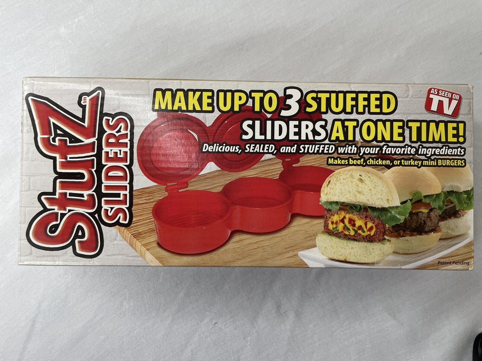 Stufz Sliders Burgers Press Sealed Sliders Patty Maker 3 At Once As Seen On TV gallery