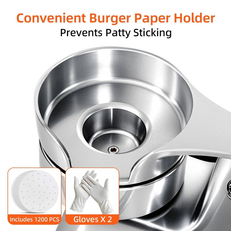 3-In-1 Commercial Burger Patty Maker Press 4/5/6 Inch 1200 PCS Papers gallery