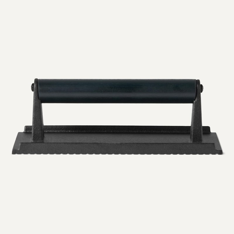 Cast Iron Burger Press Rectangle Grill Press Bacon Press Wood Handle 8.11 gallery