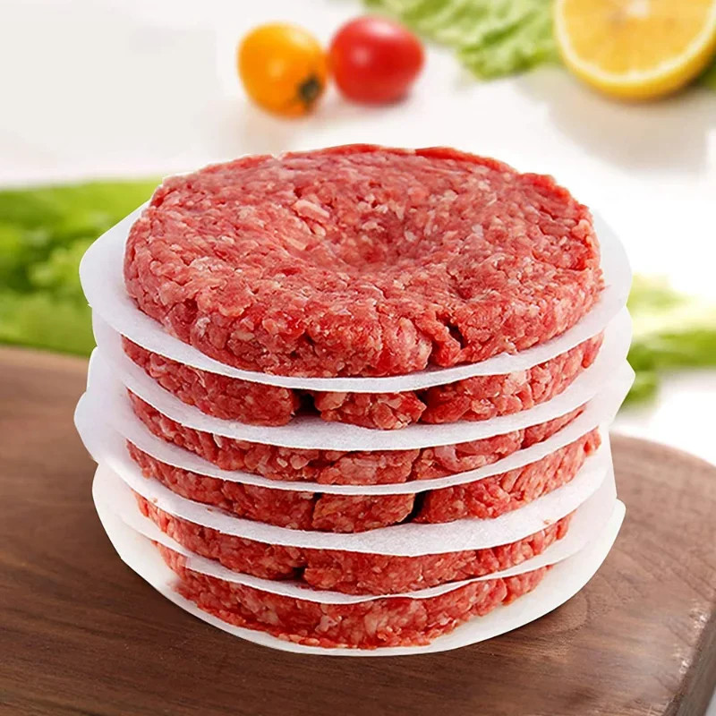 100pcs 4.33 inch Hamburger Patty Paper Round Wax Paper Sheet for Burger Press Ba gallery