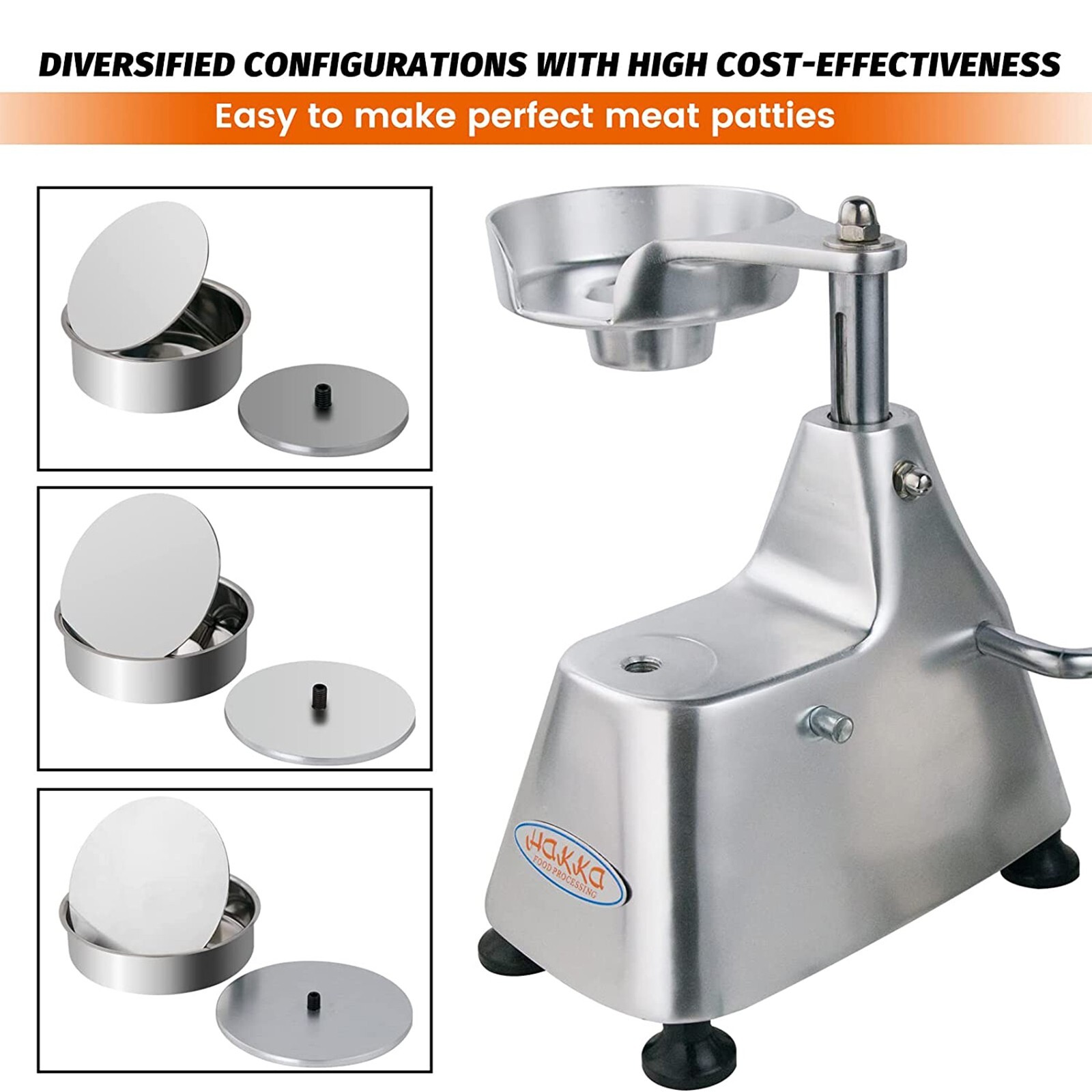 Hakka Burger Press Patty Maker Meat Press Machine with 4" 5" 6" Removable Head gallery