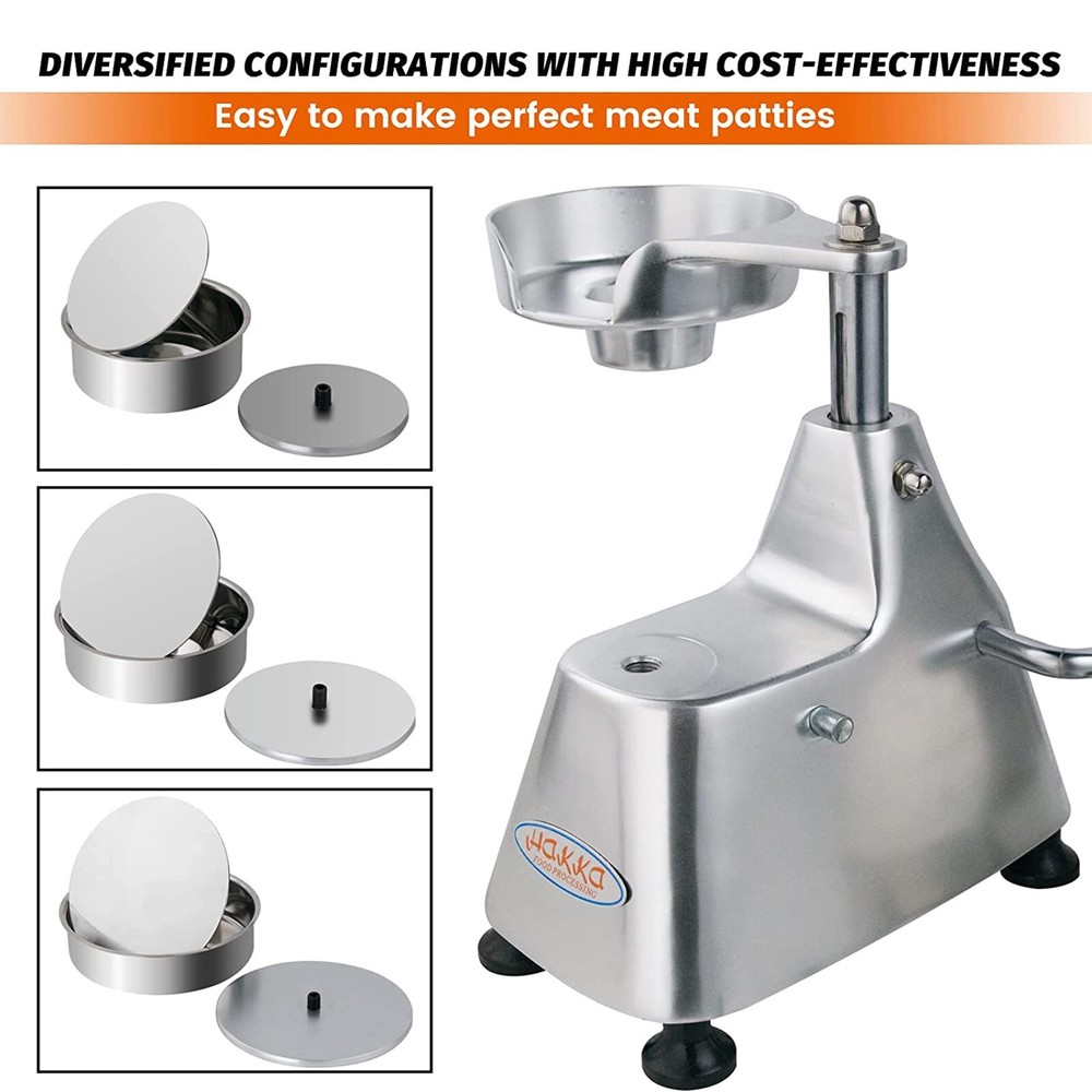 Hakka Burger Press Patty Maker Meat Press Machine with 4" 5" 6" Removable Head