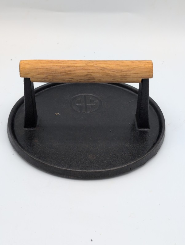 Cast Iron Burger Press, 7" round Heavy-Duty Cast Iron Smash Bacon Press Meat gallery