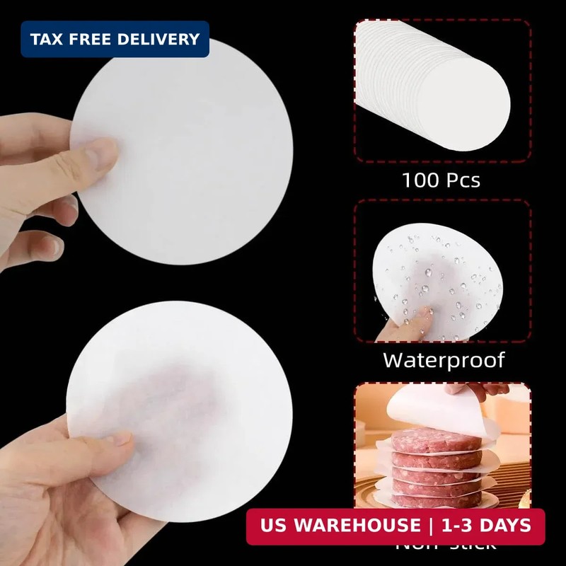 100 Pcs Burger Patty Paper Hamburger Parchment Papers 4 Inch Non-Stick Round Ham gallery