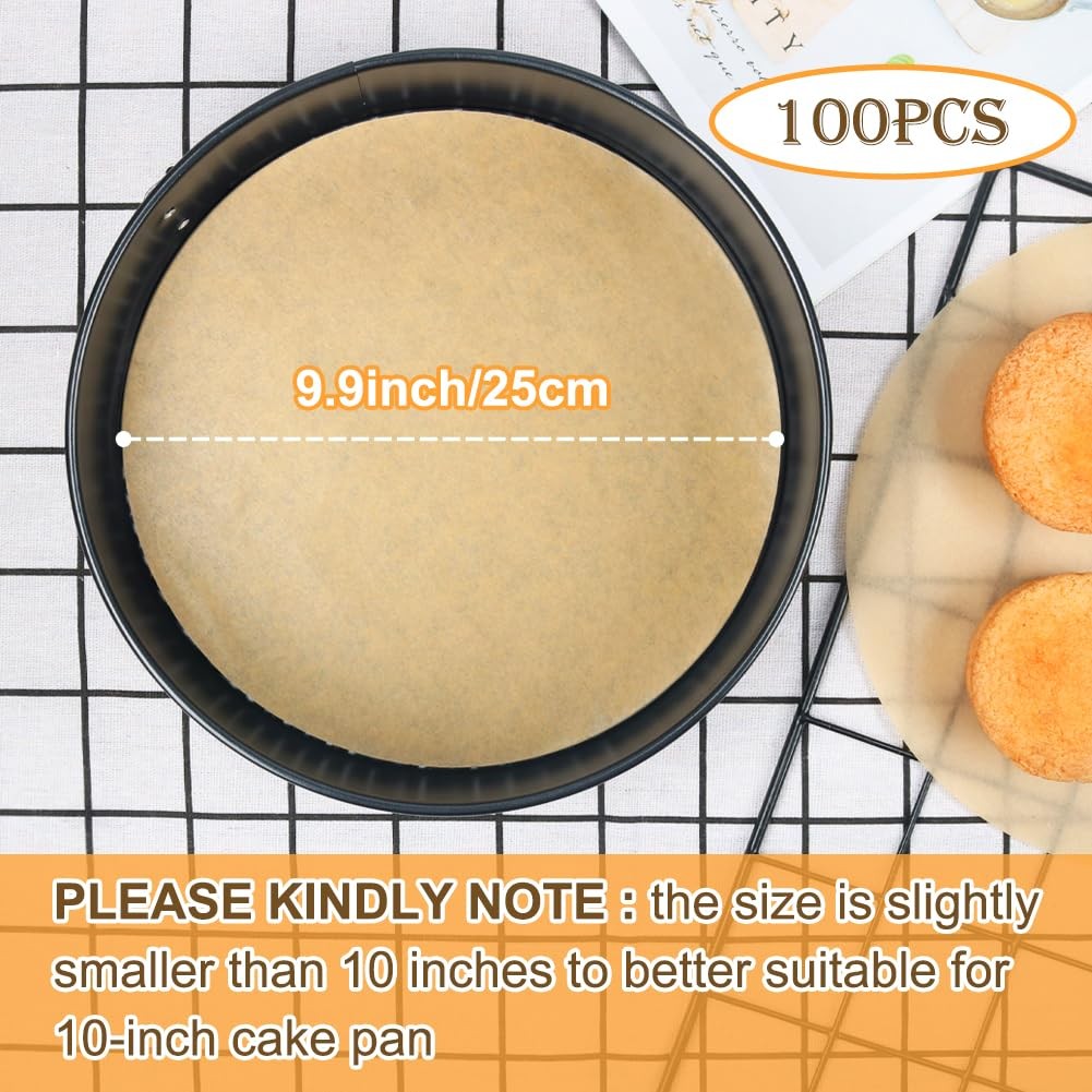 BYKITCHEN 10 Inch Parchment Paper Rounds for Baking, 10inch-100pcs, burlywood gallery
