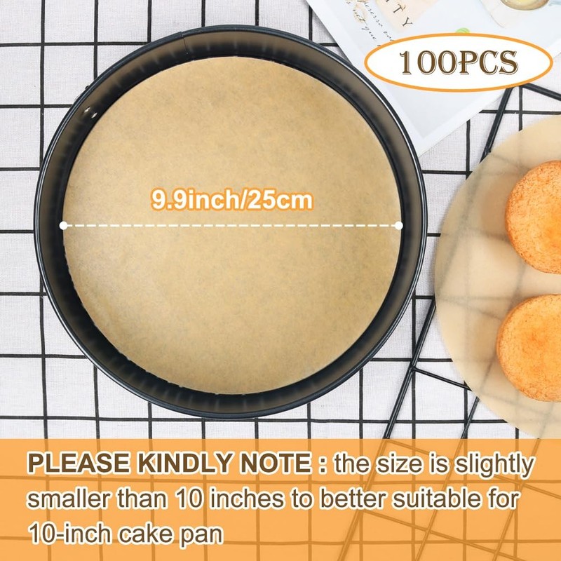 BYKITCHEN 10 Inch Parchment Paper Rounds for Baking, 10inch-100pcs, burlywood gallery