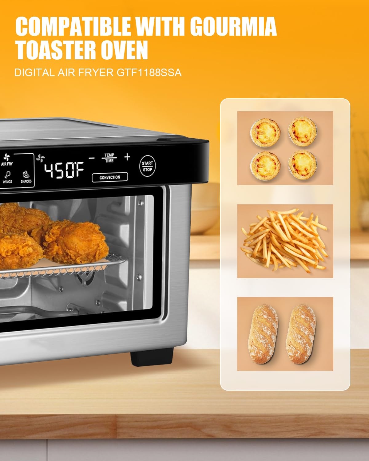 130PCs Air Fryer Paper For Gourmia Toaster Oven Digital Fryer, Burlywood gallery
