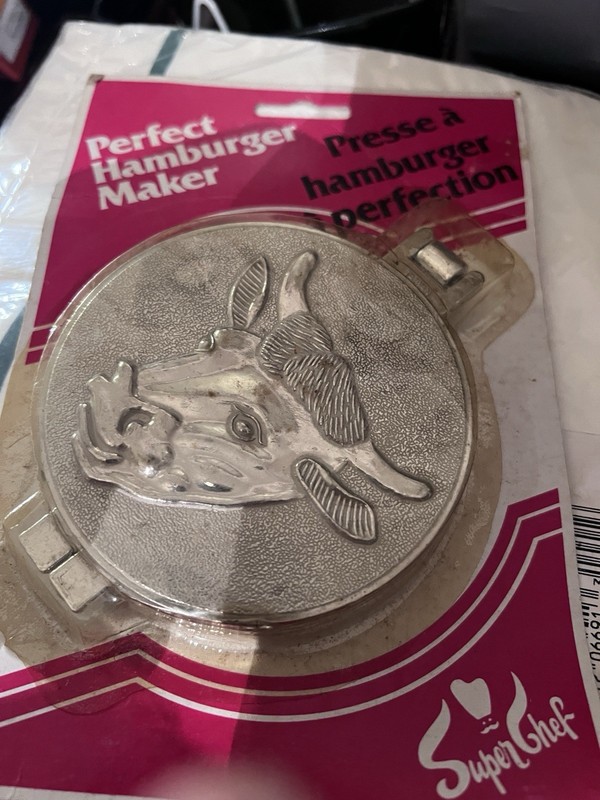 Vintage Farm Decor, Metal Hamburger Patty Press, Cow, Steer, Embossed Design gallery