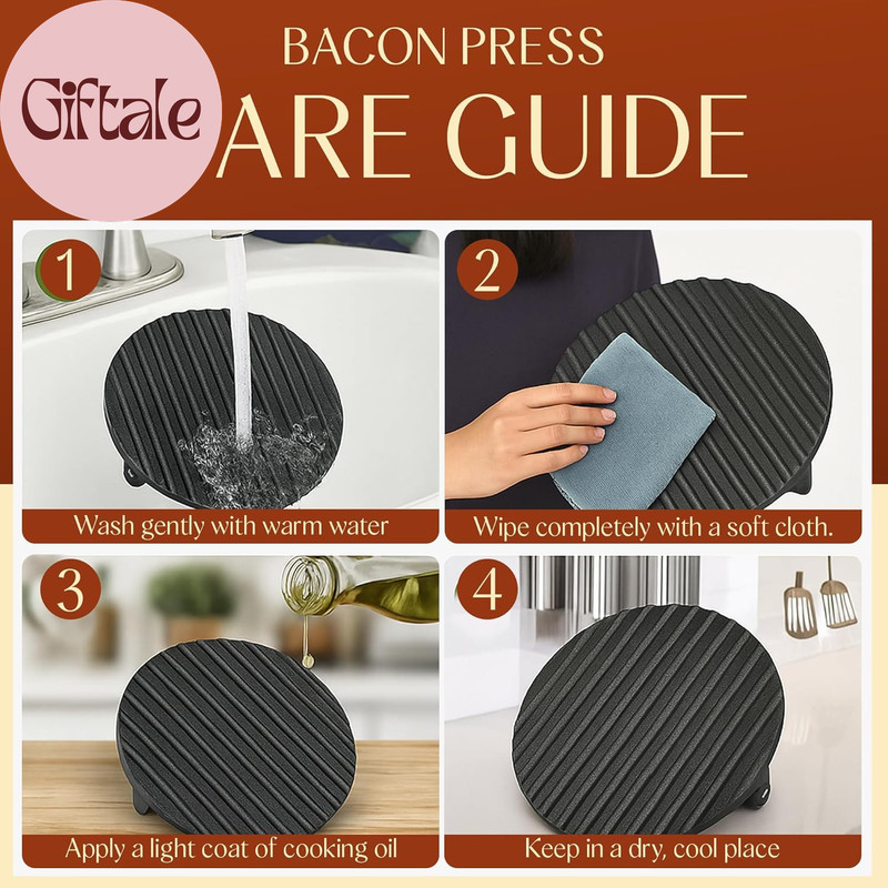 Heavy-Duty Cast Iron Burger Press 8.5 Inch round Burger Smasher, Grill Press for gallery