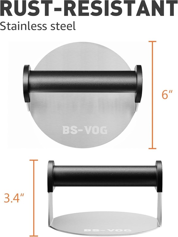 Stainless Steel 6" Burger Smasher & Cooking Tool for Griddle & Skillet gallery