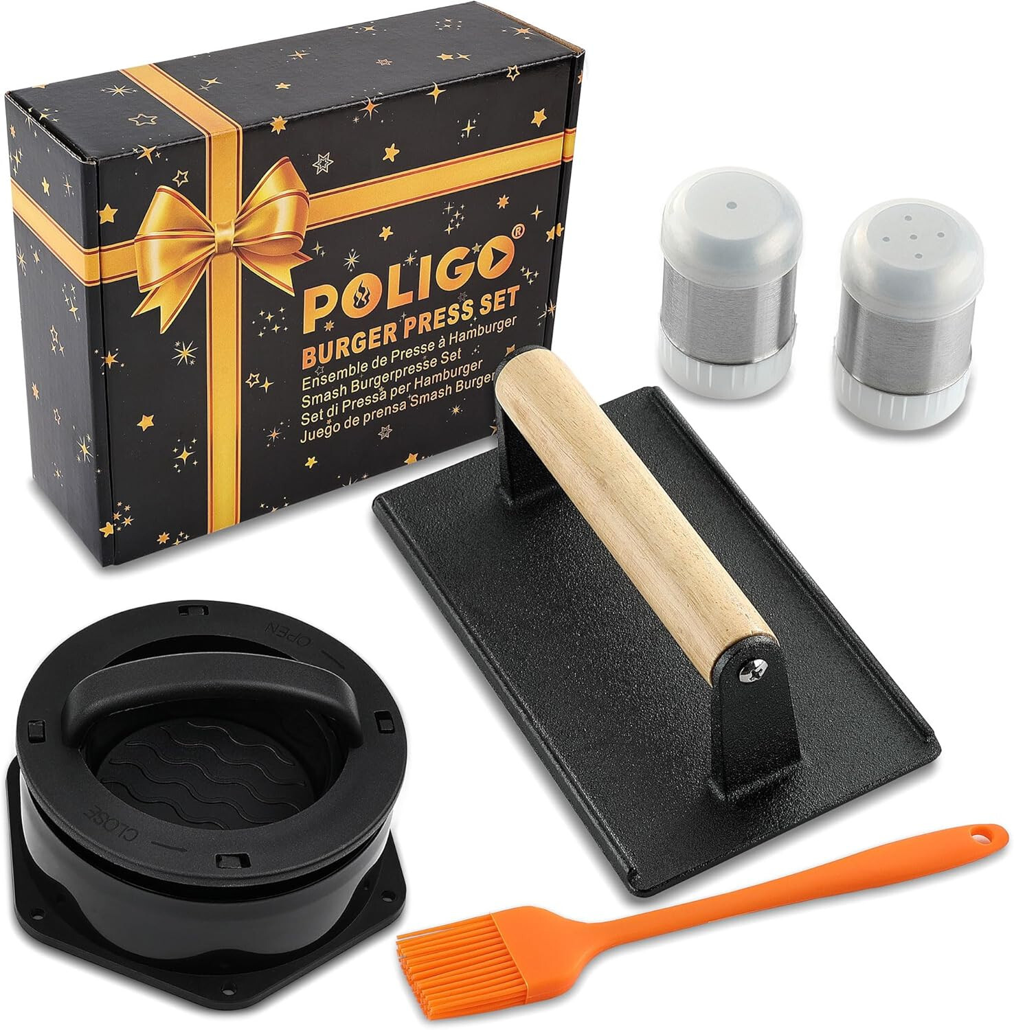 POLIGO 5PC Smash Burger Press Kit - Rectangle Smash Bacon Press and 4 in 1 mold gallery